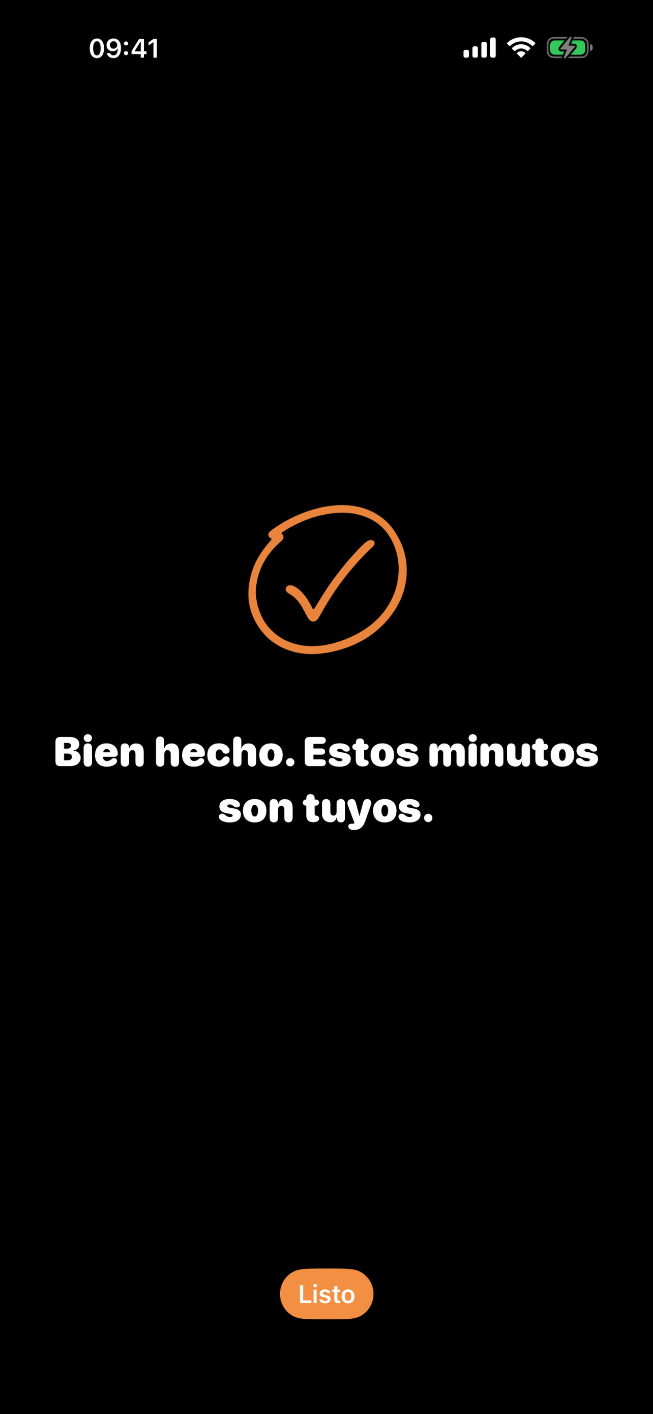 Pantalla de felicitación de PlainLock con una marca naranja y un mensaje de resistencia exitosa.