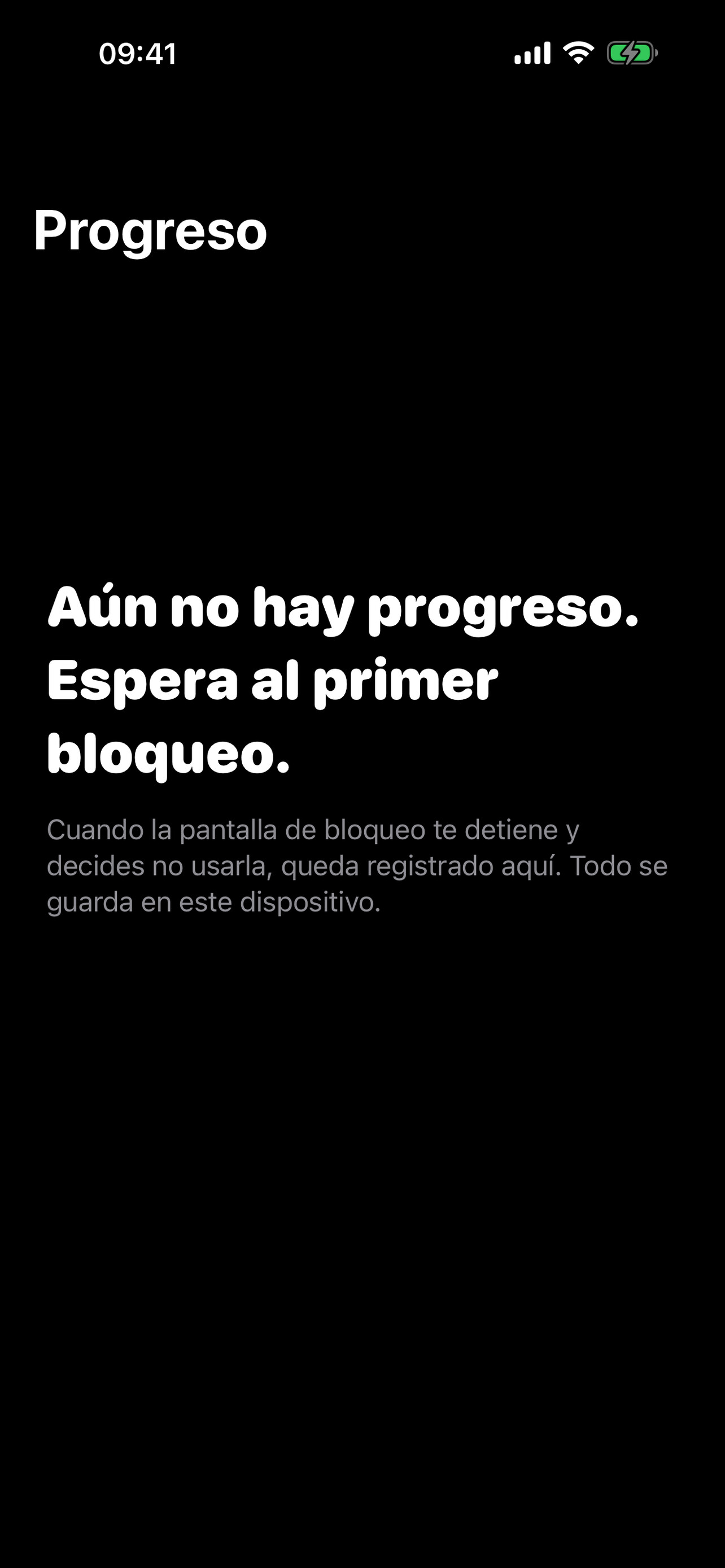 Pantalla de registro que muestra que todavía no hay registros de resistencia.