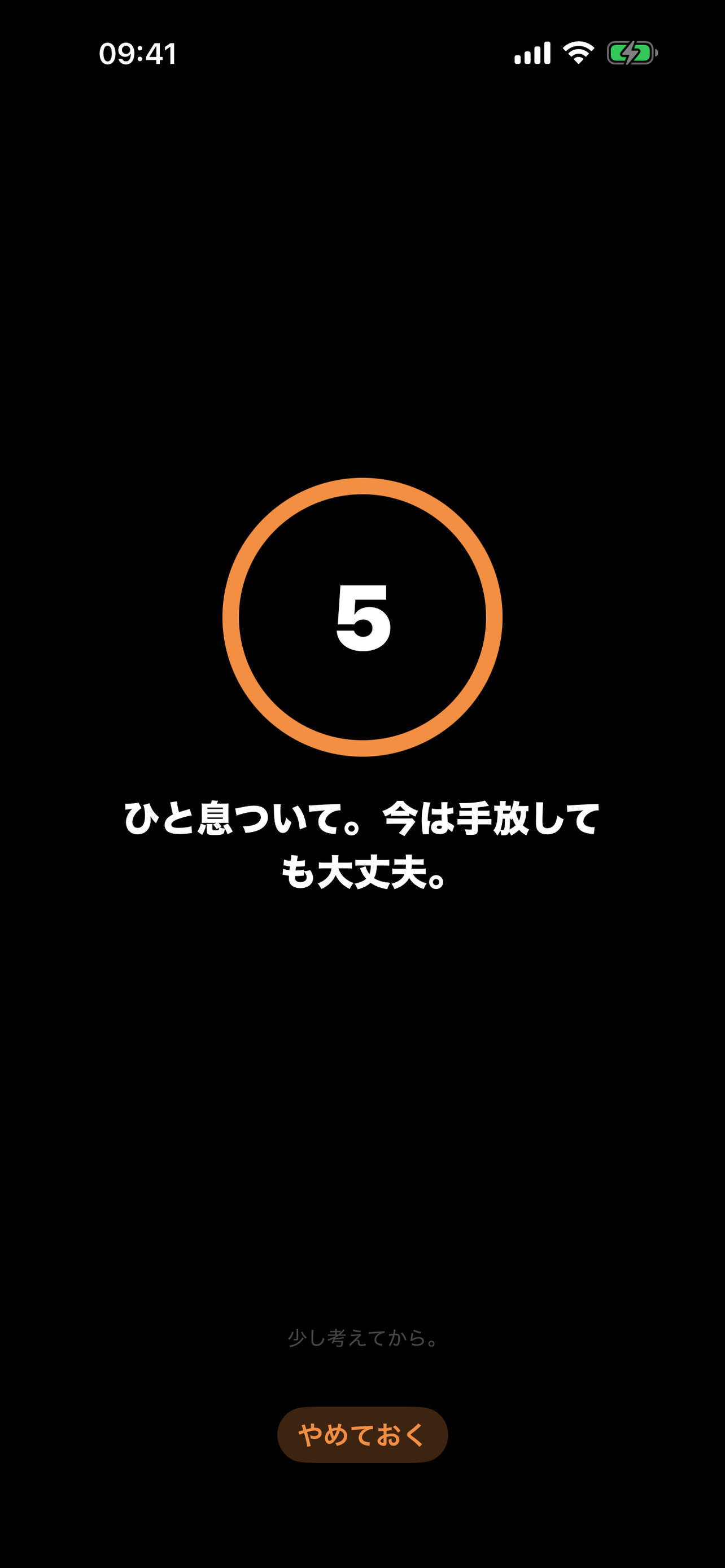 オレンジ色の円で 5 秒を数える PlainLock のクールダウン画面