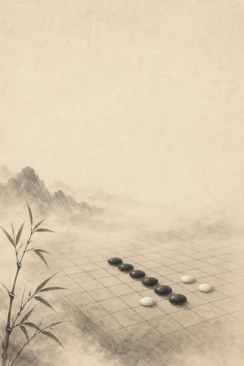 連六棋水墨插圖
