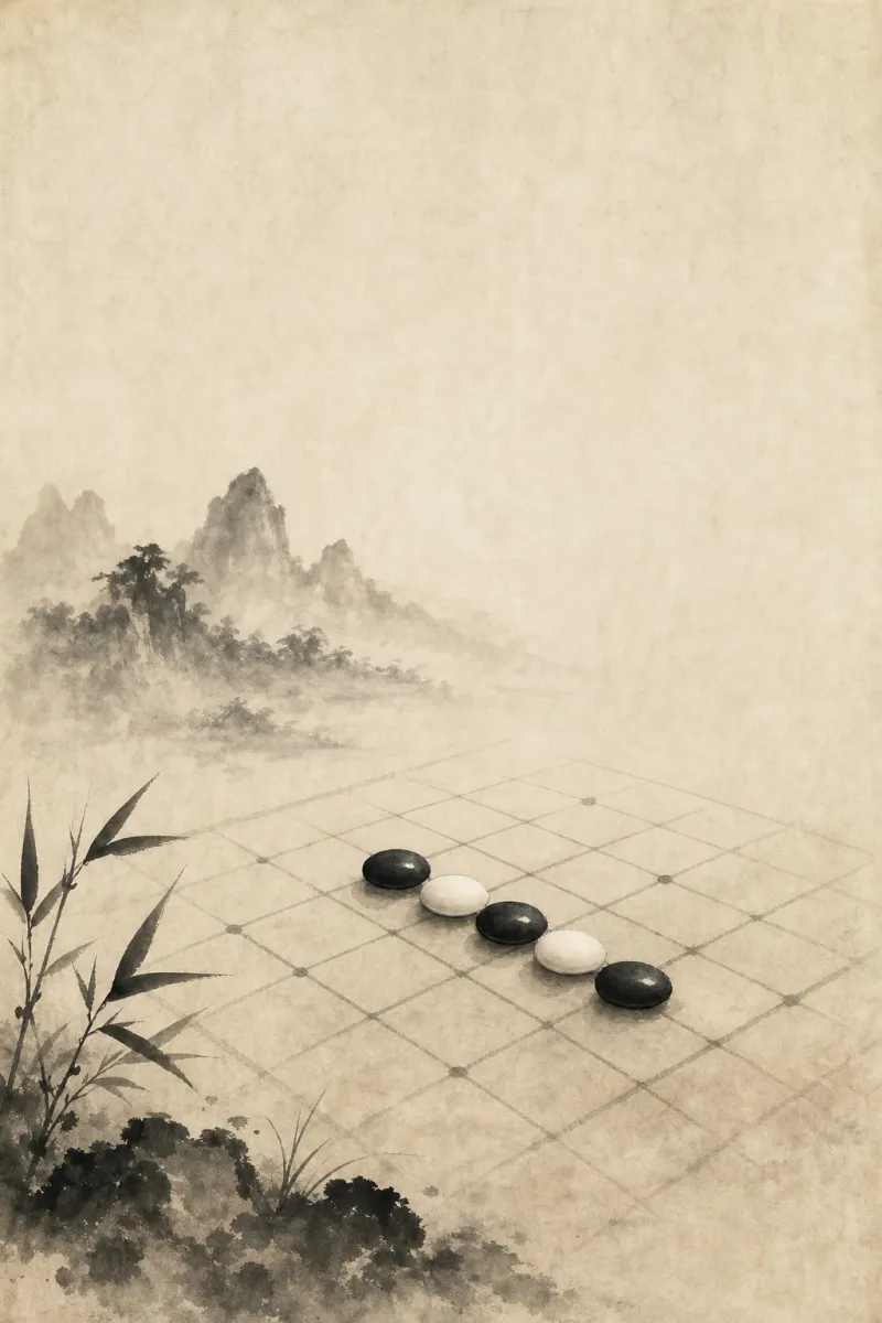 五子棋水墨插圖